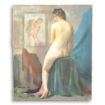 Raymond LHEUREUX (1890-1965)
Femme nue assise sur un guéridon
Huile sur toile...