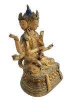 CHINE - NEPAL
Sujet représentant Ushnishavijaya en bronze doré et peint,...