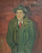 Félix BILLARD (1912-1988)
L'homme au manteau, 1952. 
Huile sur toile signée...