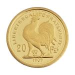 JETON réplique de 20 francs 1909 en or, pds: 1.27g