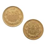 2 PIECES de deux pesos mexicaines (1945)