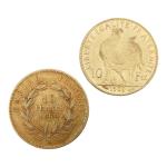 2 PIECES de 10 francs or (1860, 1909)