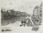 DESBOIS
Nantes, le pont Maudit et le quai de Turennes
Estampe signée,...