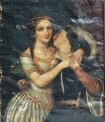 ECOLE ROMANTIQUE vers 1840
Le baisé volé
Huile sur toile marouflée sur...