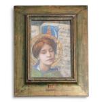 Edgard MAXENCE (1871-1954)
Portrait symboliste d'une sainte au livre d'heures, circa...