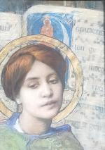 Edgard MAXENCE (1871-1954)
Portrait symboliste d'une sainte au livre d'heures, circa...