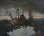 Eugène GALIEN-LALOUE (1854-1941)
Paysage aux maisons près de l'étang
Huile sur toile...