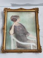 Alexis Louis DE BROCA (1868-1948)
Portrait de dame
Dessin aquarellé signé en...