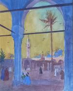 Louis François CABANES (1867-1947)
Le Caire, mosquée d'Amrou
Aquarelle orientaliste signée en...