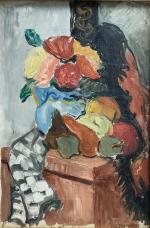 Jean-François THOMAS (1894-1939)
Fleurs et fruits sur un entablement
Huile sur carton...