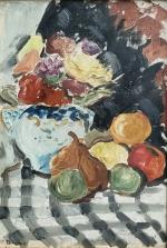 Jean-François THOMAS (1894-1939)
Fleurs et fruits sur un entablement
Huile sur carton...