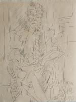 Eugène dit GEN PAUL (1895-1975)
Portrait d'homme, 1960. 
Dessin marouflé, signé,...