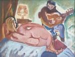 Marcel GONZALEZ (1928-2001)
Le guitariste et la femme nue au lit,...