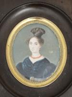 ECOLE FRANCAISE du XIXème
Portrait de dame
Miniature à vue ovale
7.2 x...