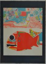 Roger BEZOMBES (1913-1994)
Composition au poisson rouge
Epreuve d'artiste signée en bas...