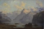 Paul ROUX (c.1845-1918)
Paysage de montagne près du lac, 1886.
Huile sur...