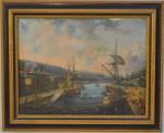ECOLE FRANCAISE du XIXème
Le port animé
Huile sur toile
44.5 x 57...