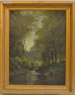 J. ROUSSER (XIXème)
Jeune fille traversant le ruisseau, 1875.
Huile sur toile...