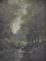 J. ROUSSER (XIXème)
Jeune fille traversant le ruisseau, 1875.
Huile sur toile...