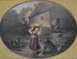 Zoé COSTE-MEYNIER (1805-c.1885)
Jeune fille aidant à la ferme
Huile sur panneau...