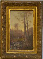 V. GILBERT (XIXème-XXème)
Paysage de Barbizon, 1891.
Huile sur toile signée et...