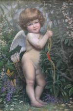 H. JACQUET (XIX-XXème)
Amour préparant son arc
Huile sur toile signée en...