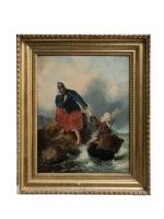 ECOLE FRANCAISE du XIXème
Pêcheuses surprises par la tempête
Huile sur toile
52...