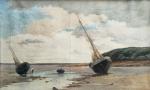 ECOLE FRANCAISE fin XIXème
Bateaux à marée basse
Huile sur toile
40.5 x...