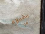 A. BUDIN (XIXème)
Bateaux dans la tempête, 1890. 
Huile sur toile...