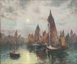 DELORT (XIX-XXème)
Bateaux dans le port au clair de lune
Huile sur...