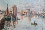 M. CHAILLOUX (XIX-XXème)
La Rochelle, bateaux au port
Huile sur toile signée...
