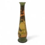 LEGRAS
Vase à long col en verre à décor d'un paysage...