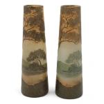 LEGRAS
Paire de vases en verre à décor d'un paysage à...