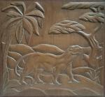 Paire de PANNEAUX en bois sculpté représentant des animaux sauvages
Dans...