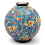 LONGWY
Vase boule en céramique émaillé à décor de trois hérons...