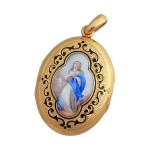 PENDENTIF reliquaire en or présentant une miniature de Marie peinte...