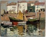 Paul Emile LECOMTE (1877-1950)
L'Ile d'Yeu, bateau à la voile jaune...