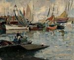 Paul Emile LECOMTE (1877-1950)
L'Ile d'Yeu, voiliers et barques derrière le...
