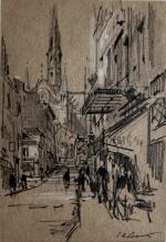Paul Emile LECOMTE (1877-1950)
Paris, scène de rue
Dessin et rehauts signé...