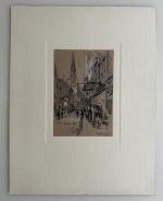 Paul Emile LECOMTE (1877-1950)
Paris, scène de rue
Dessin et rehauts signé...