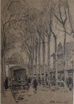 Paul Emile LECOMTE (1877-1950)
Paris, scène de boulevard
Dessin signé en bas...