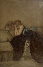 Charles MARCHAL (XIX-XXème)
Jeune femme au divan
Huile sur panneau signée en...