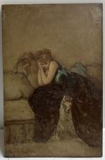Charles MARCHAL (XIX-XXème)
Jeune femme au divan
Huile sur panneau signée en...