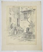 Paul Emile LECOMTE (1877-1950)
La fontaine
Dessin
28.2 x 21.8 cm (importantes traces...