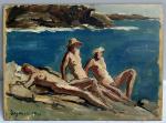 Georges-Léo DEGORCE (1894-1943)
Trois femmes sur la plage, 1936. 
Huile sur...