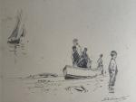 Paul Emile LECOMTE (1877-1950)
Etude de personnages avec barque et voilier
Dessin...