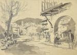 Paul Emile LECOMTE (1877-1950)
Pays basque, scène de rue
Dessin avec mise...