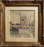 Paul Emile LECOMTE (1877-1950)
La Rochelle, voiliers dans le port
Aquarelle signée...