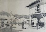 Paul Emile LECOMTE (1877-1950)
Pays basque, le village
Dessin rehaussé d'aquarelle
25.7 x...