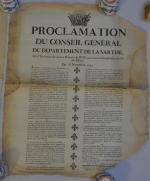 Lot de 4 affiches : Proclamation du conseil général du...